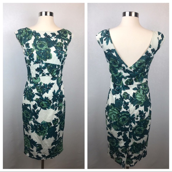 Karen Millen White Green Floral Midi 